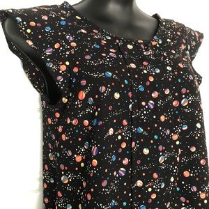 Womens Blouse, Jessy B, Size M, Black with space print.